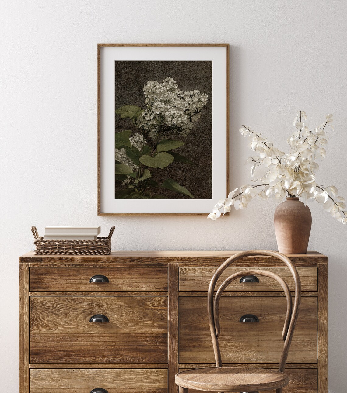 White Lilacs Vintage Floral Kitchen Art Print - Image 3