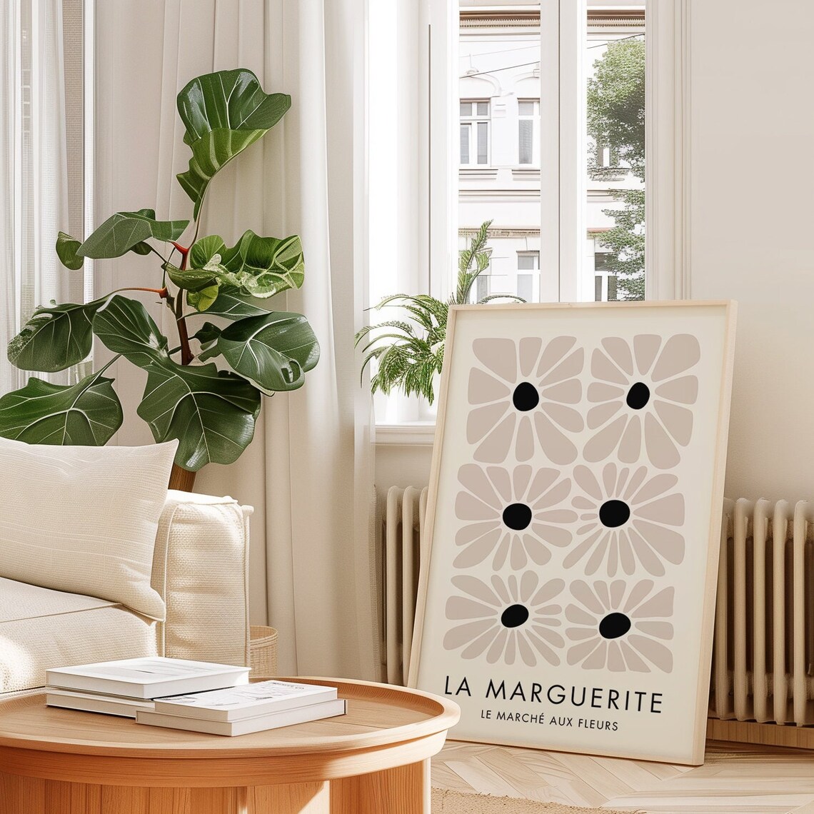 La Marguerite Beige Daisy Flower Market Botanical Exhibition Poster - Image 3