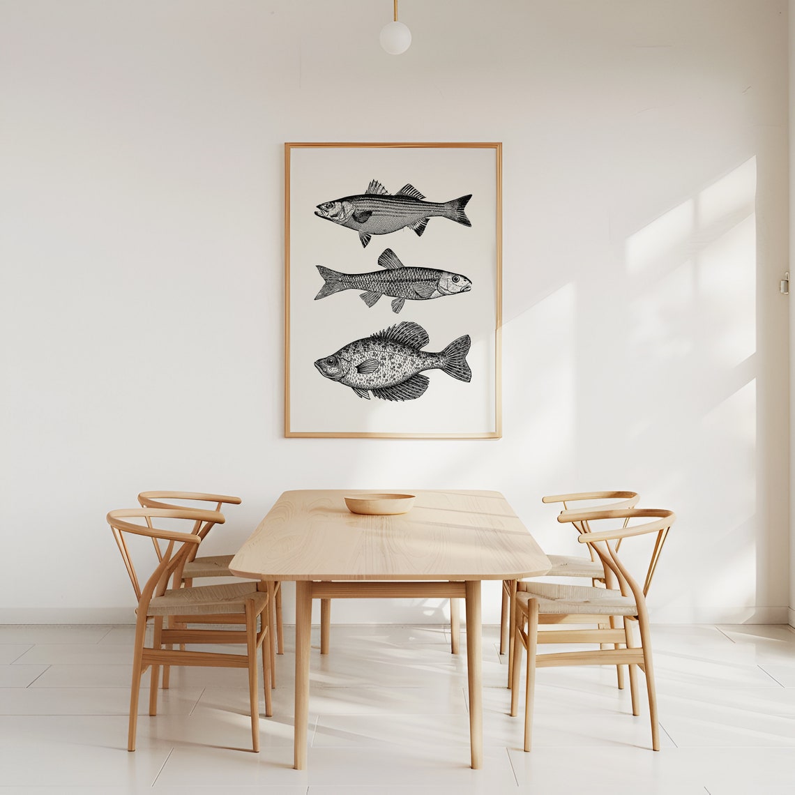 Vintage Black And White Fish Trio Naturalist Illustration Poster - Image 5