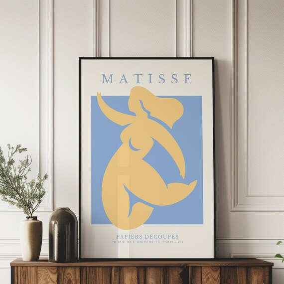 Blue Matisse Print Blue Yellow Henri Matisse Wall Art Mid Century Modern Matisse Abstract Woman Exhibition Poster Minimalism Home Decor