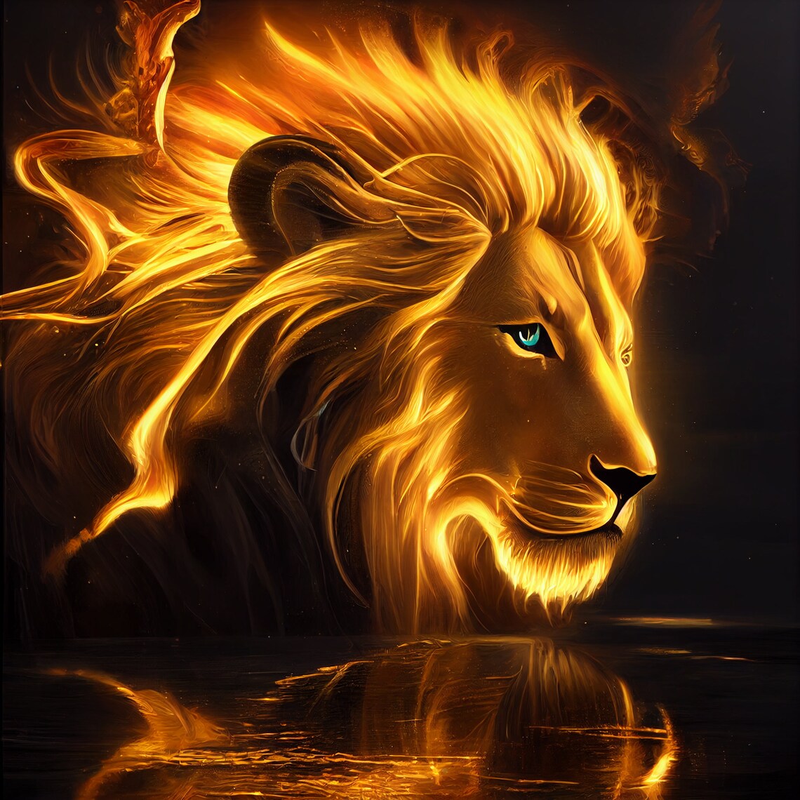 Golden Lion - Traditional Landscape Art Print