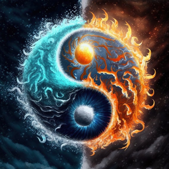 Sun And Moon Ice And Fire Yin Yang Poster