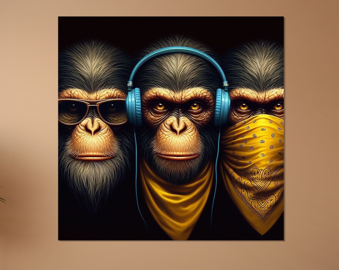 Three Wise Monkeys See Hear Speak No Evil Cool Portrait Poster