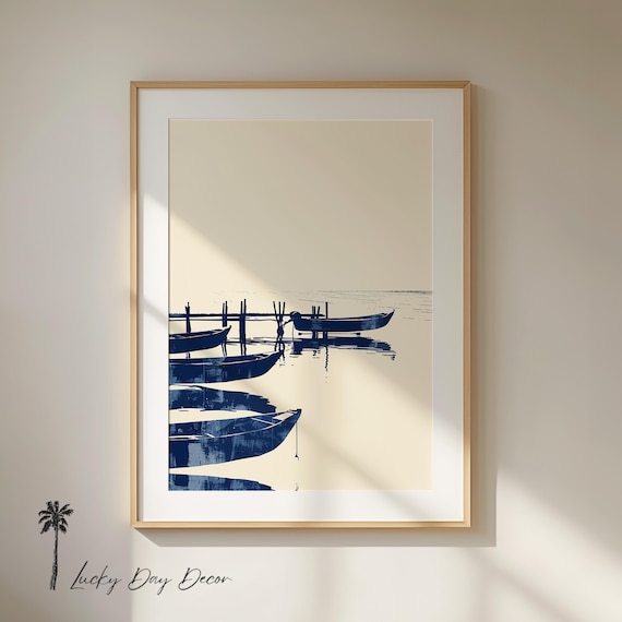 Caribbean Boats Minimalist Coastal Ocean Art Print