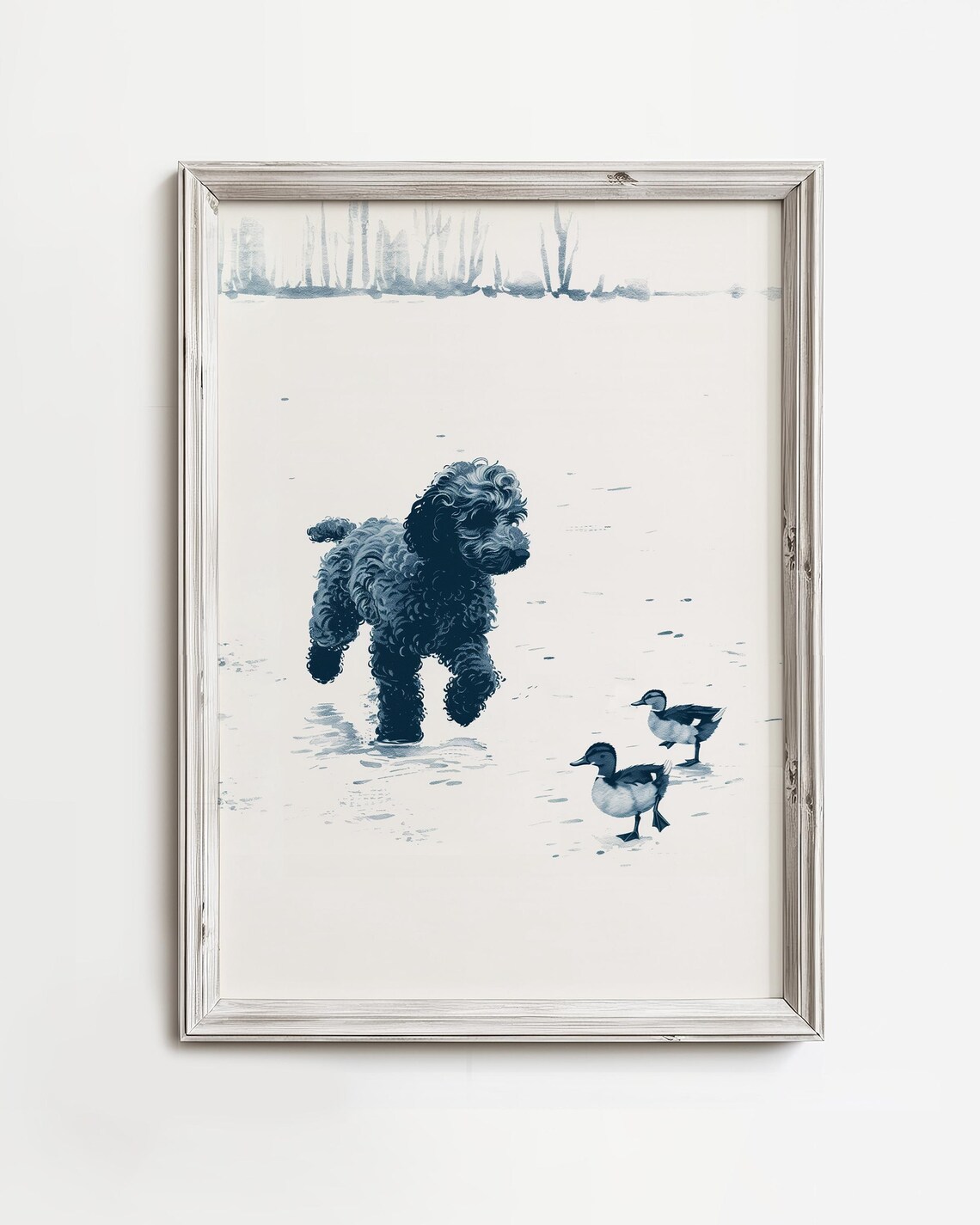 Golden Doodle Ducks Summer Lake Dog Art Print