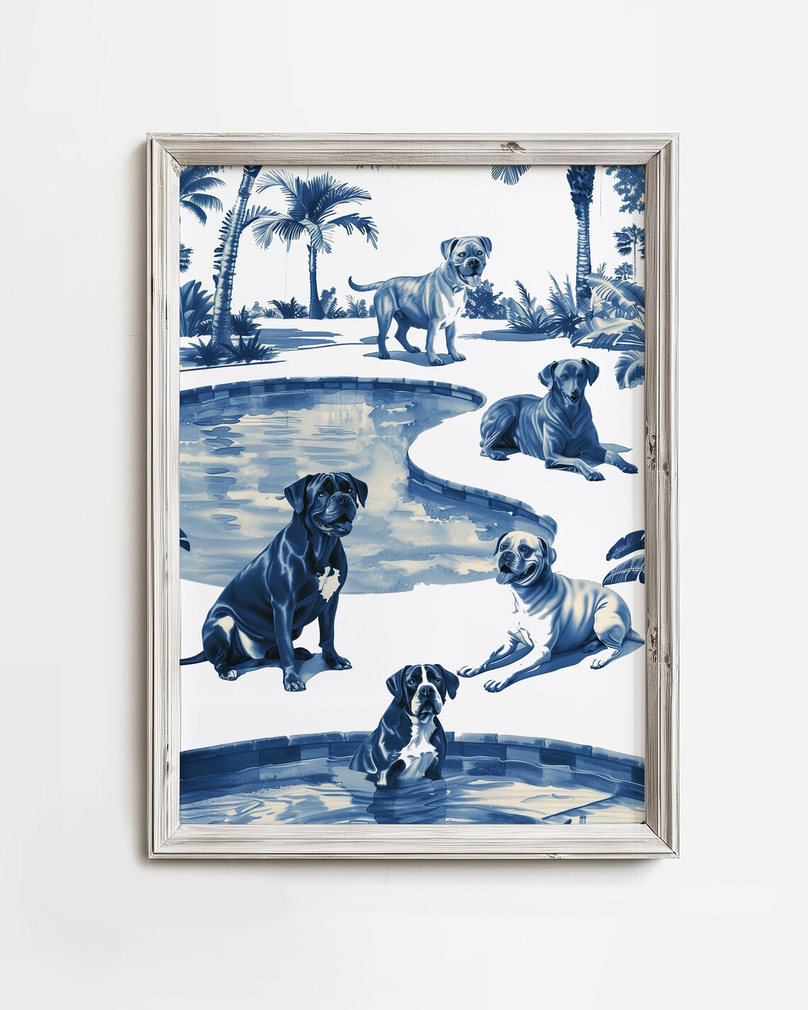 Lounging Dog Resort Pool Vacation Art Print