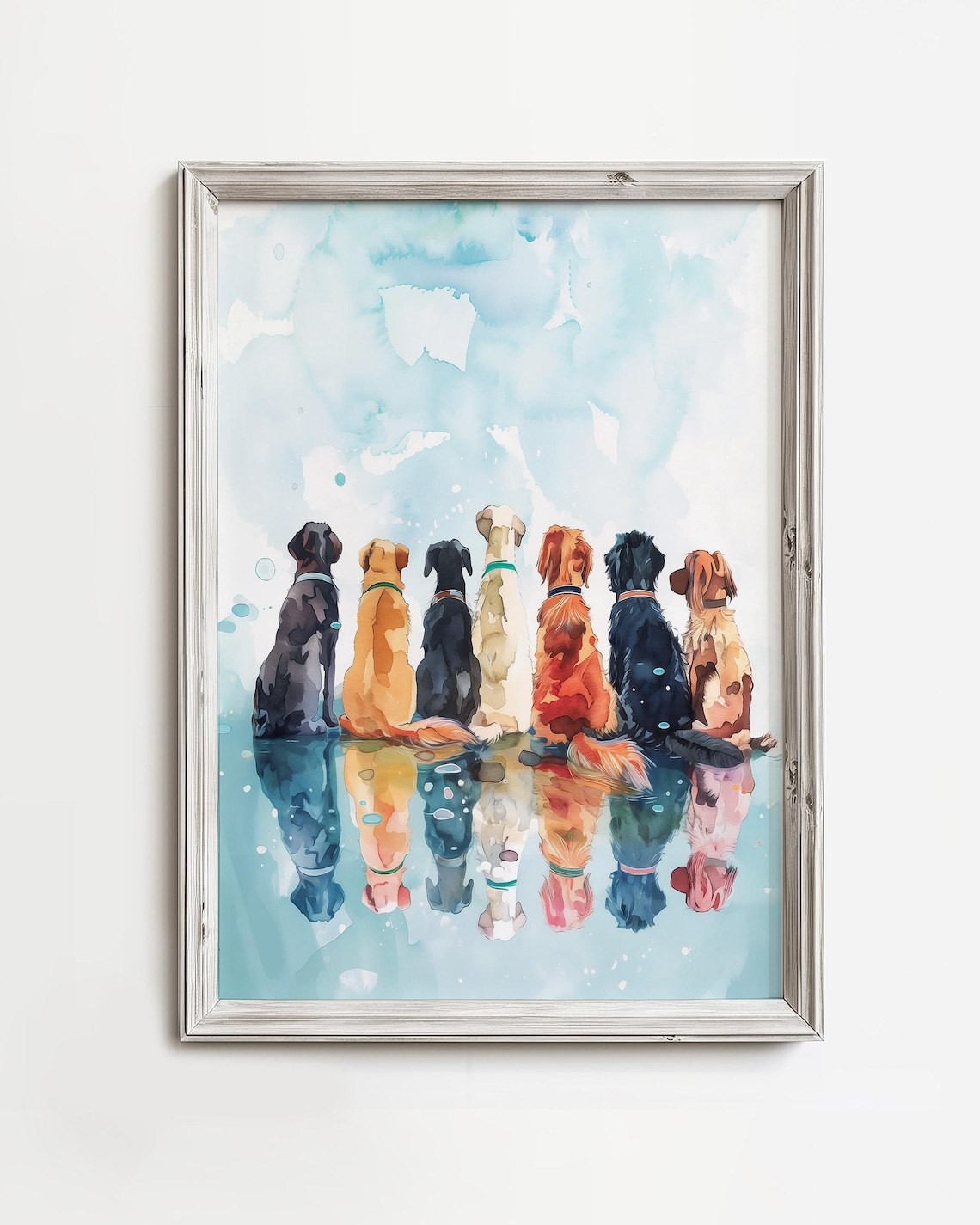 Whimsical Dog Watch Coastal Beach Art Print
