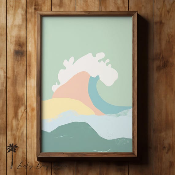 Sea Life Nursery Ocean Wave Simple Childrens Room Art Pastel Nautical Print Coastal Mom Expecting Baby Beach