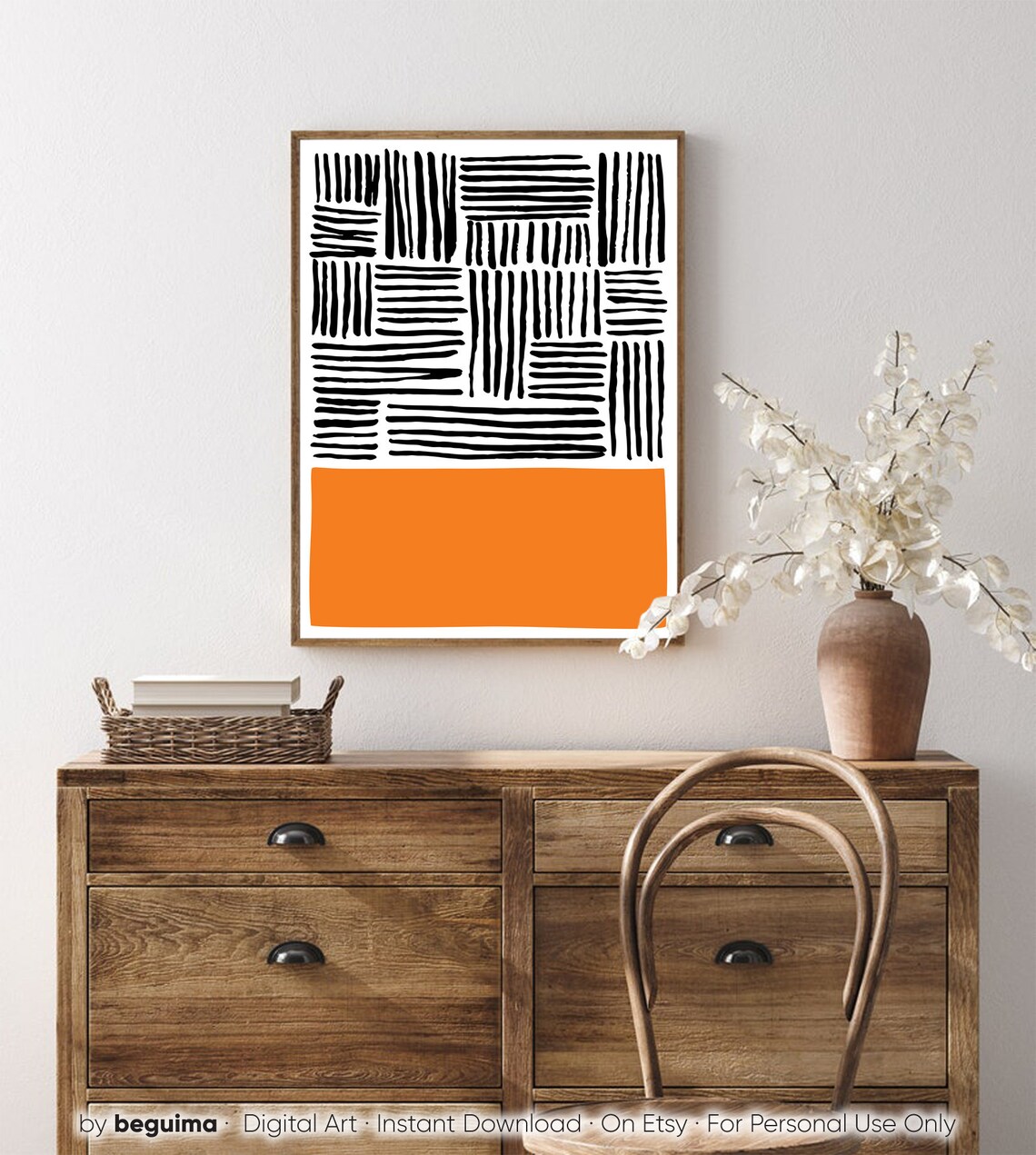 Orange Mid Century Modern Abstract Art Print - Image 4