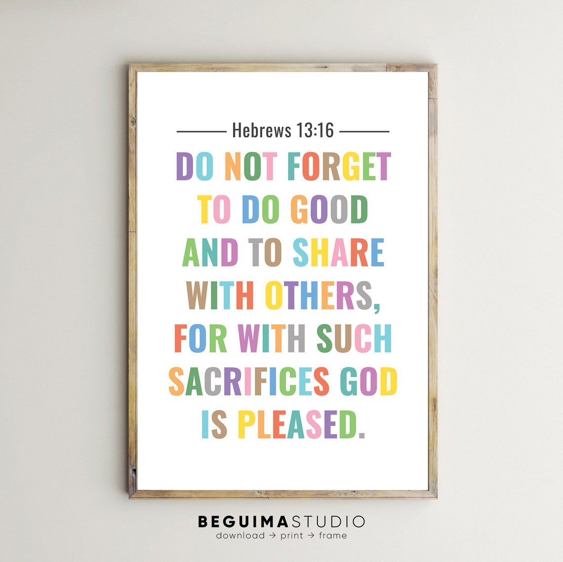 Bible Verse Kid Prints Do Good Share With Others Hebrews 1316 Inspiring Quotes Christian Scripture Wall Art Children Ministry Area