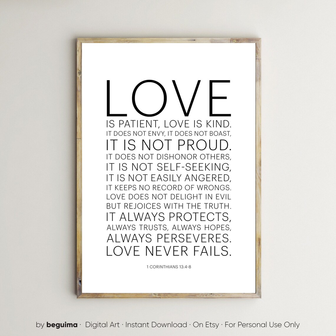 1 Corinthians 13:4-8 Love Is Patient Scripture Print