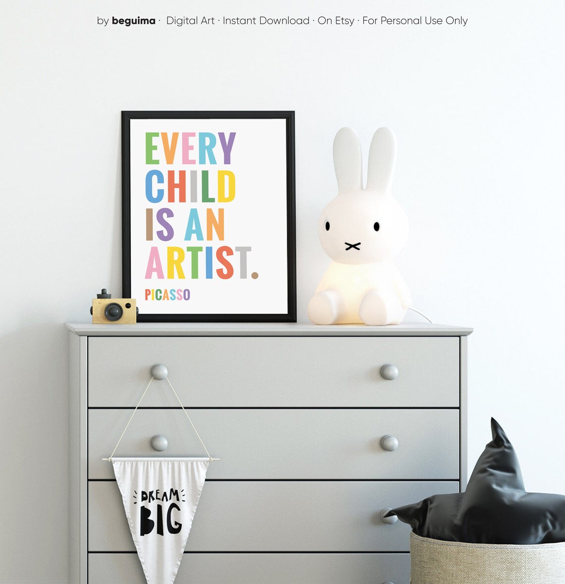 Every Child Is an Artist Quote Poster, Pablo Picasso - Image 4