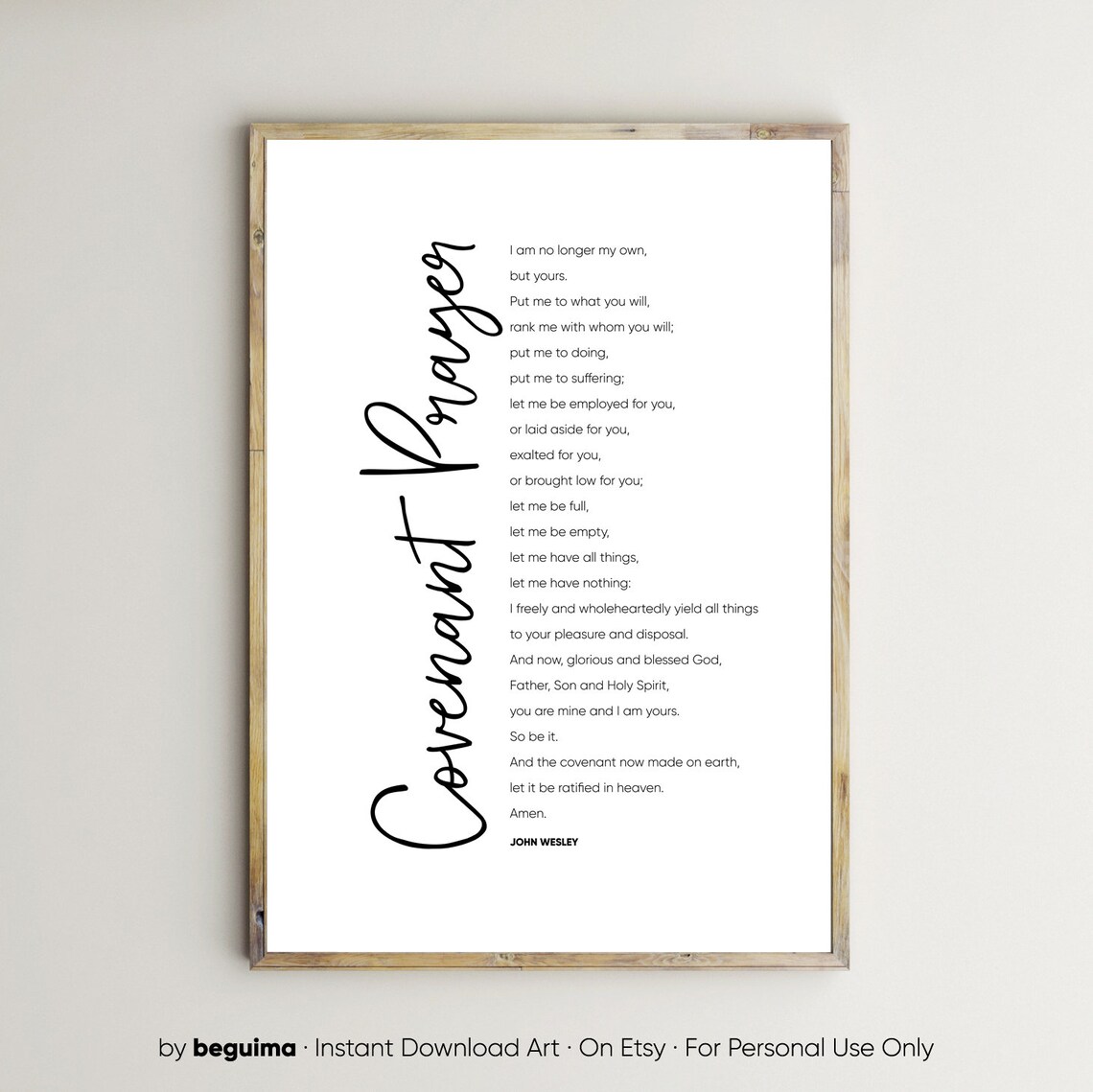 Covenant Prayer Bible Verse Christian Art Print