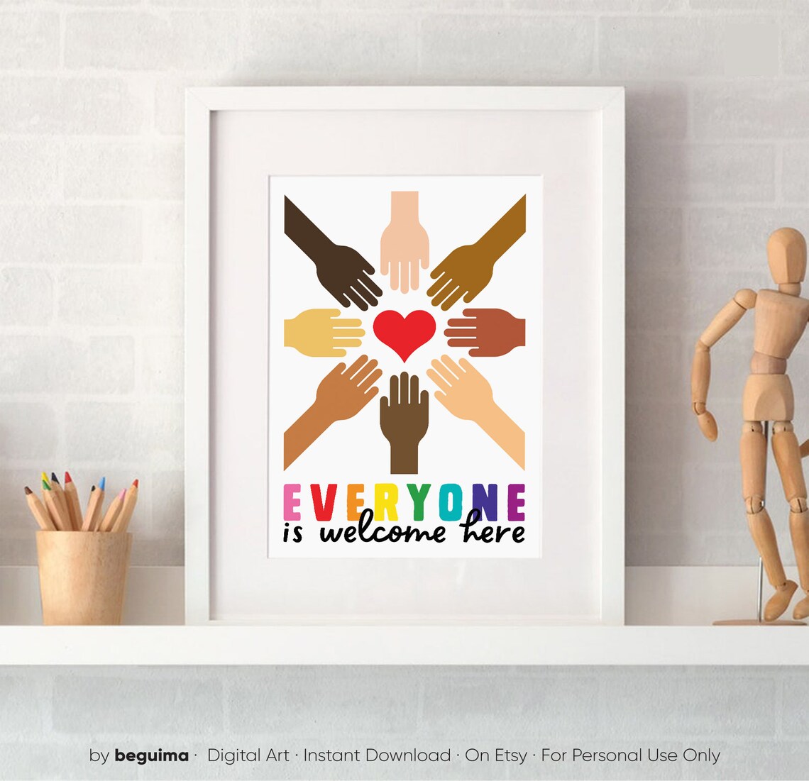 Everyone Is Welcome Here Classroom Wall Art Print - Image 3
