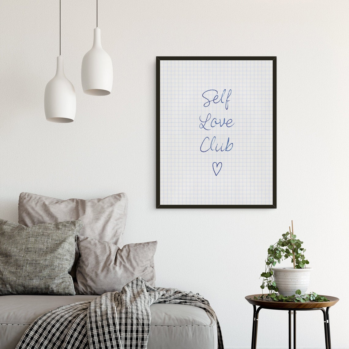 Self Love Club Handwritten Script Notebook Graph Paper Quote Poster - Image 4