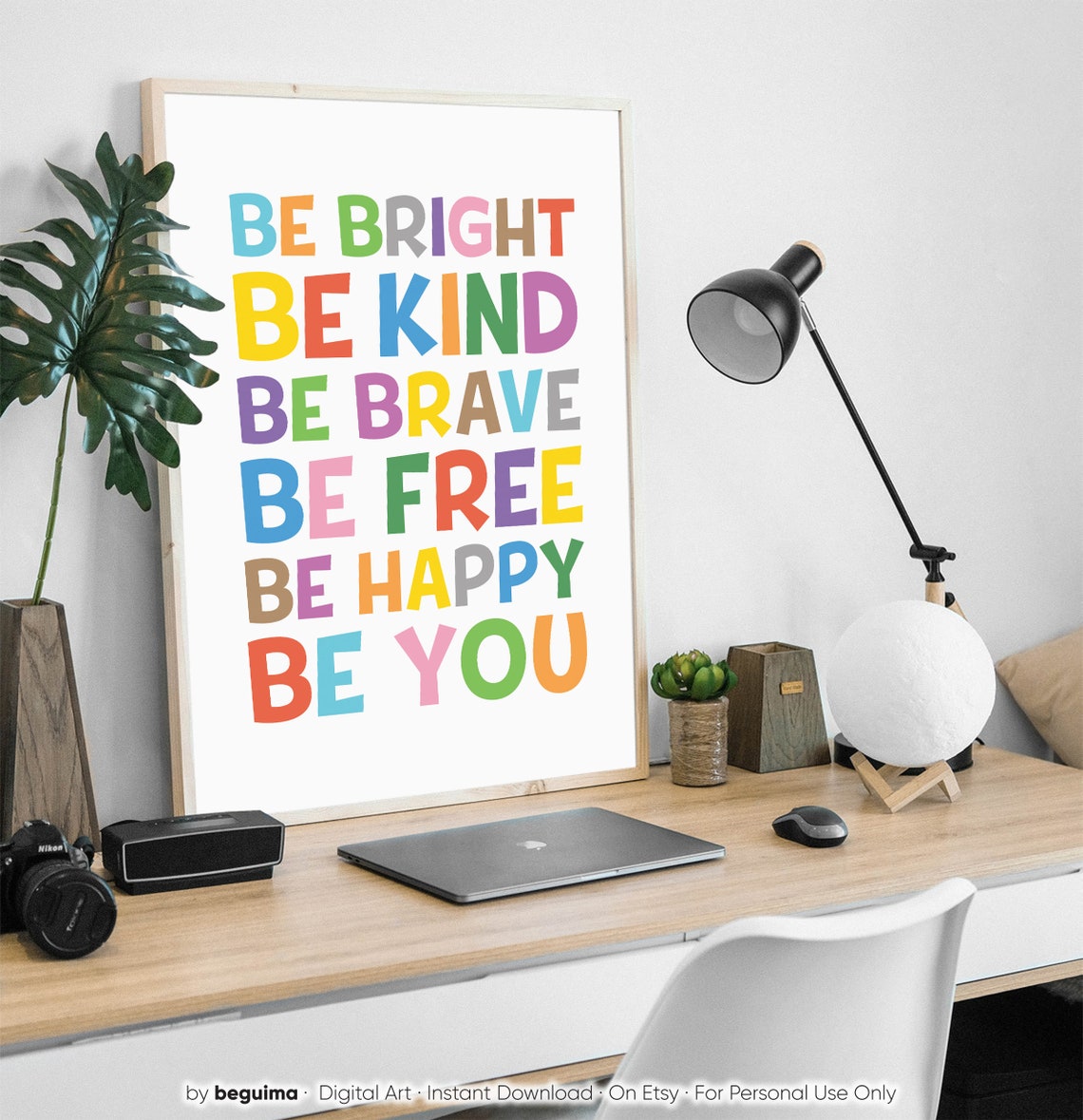 Be Bright Be Kind Be Brave Handwritten Rainbow Letter Poster - Image 3