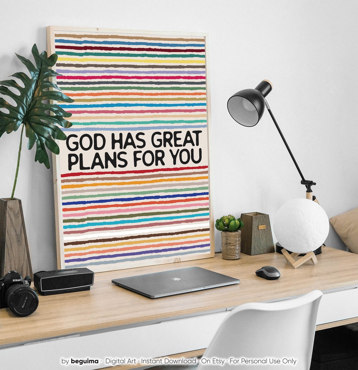 God Has Great Plans For You Colorful Striped Faith Quote Poster - Image 3