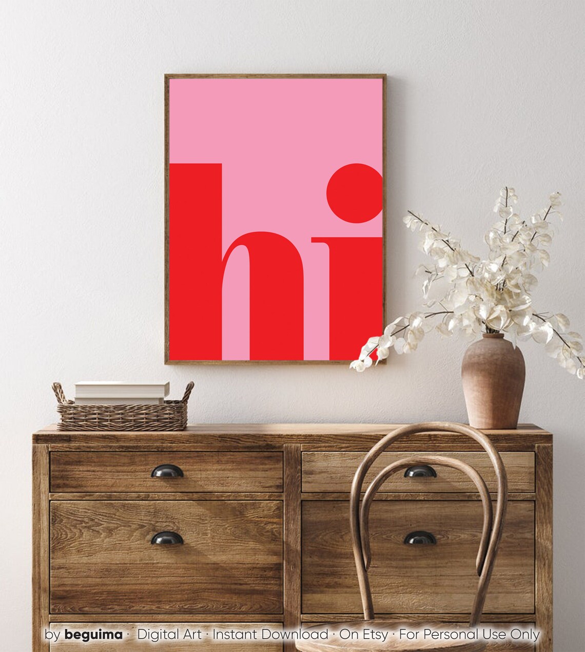 Hi Hello Typography Wall Art Print for Entryway - Image 4