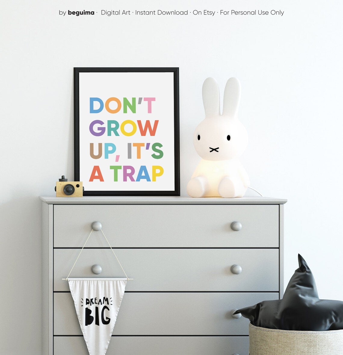 Do Not Grow Up It Is a Trap Fun Colorful Playful Kids Quote Poster - Image 2