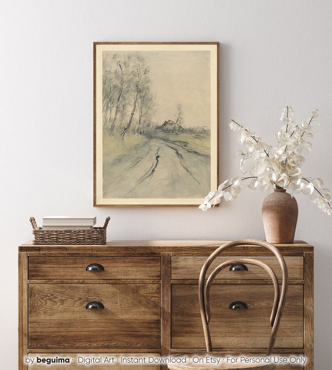 Abstract Landscape Art Print, Modern Neutral Farmhouse - Image 4
