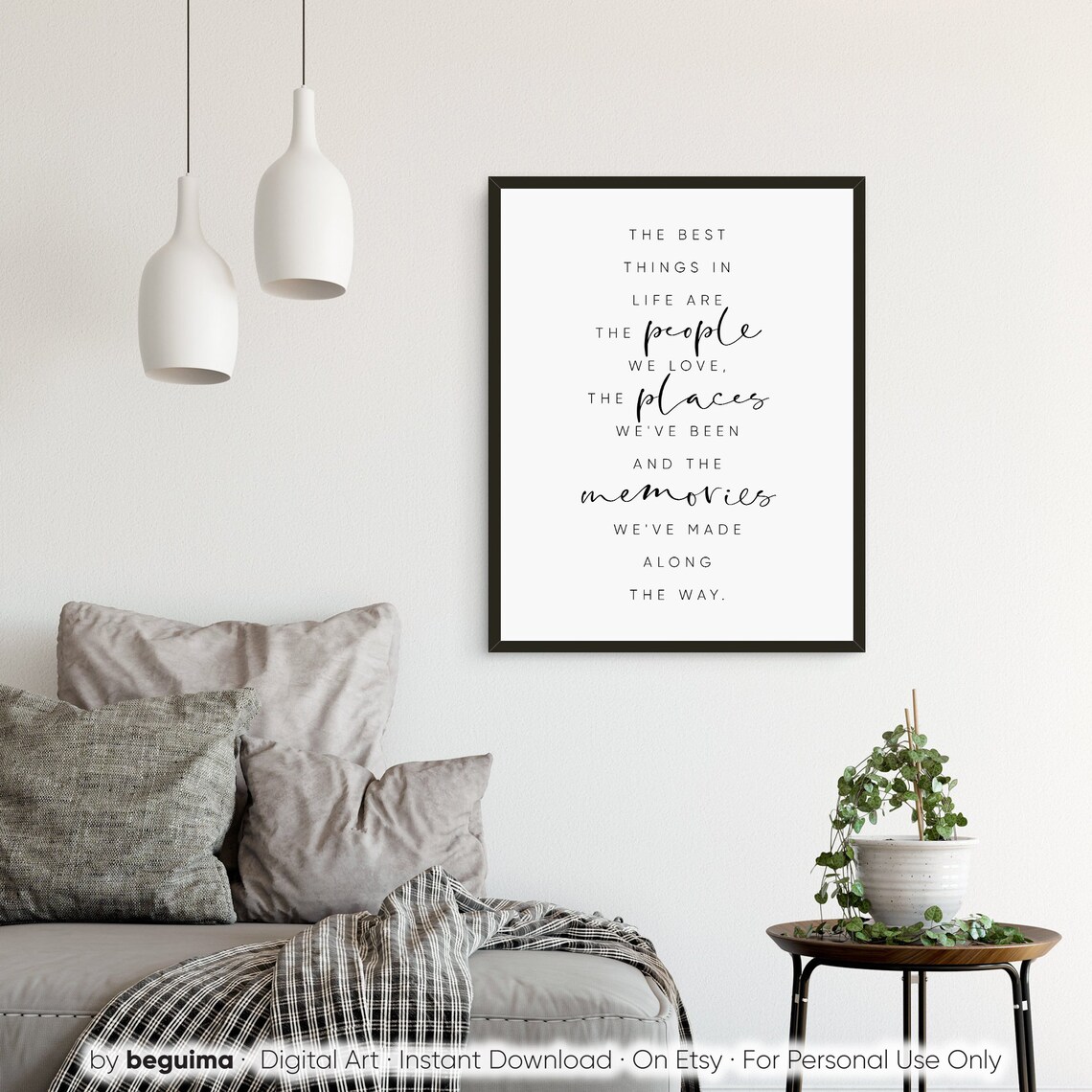 Best Things In Life Quote Art Print, Inspirational - Image 2
