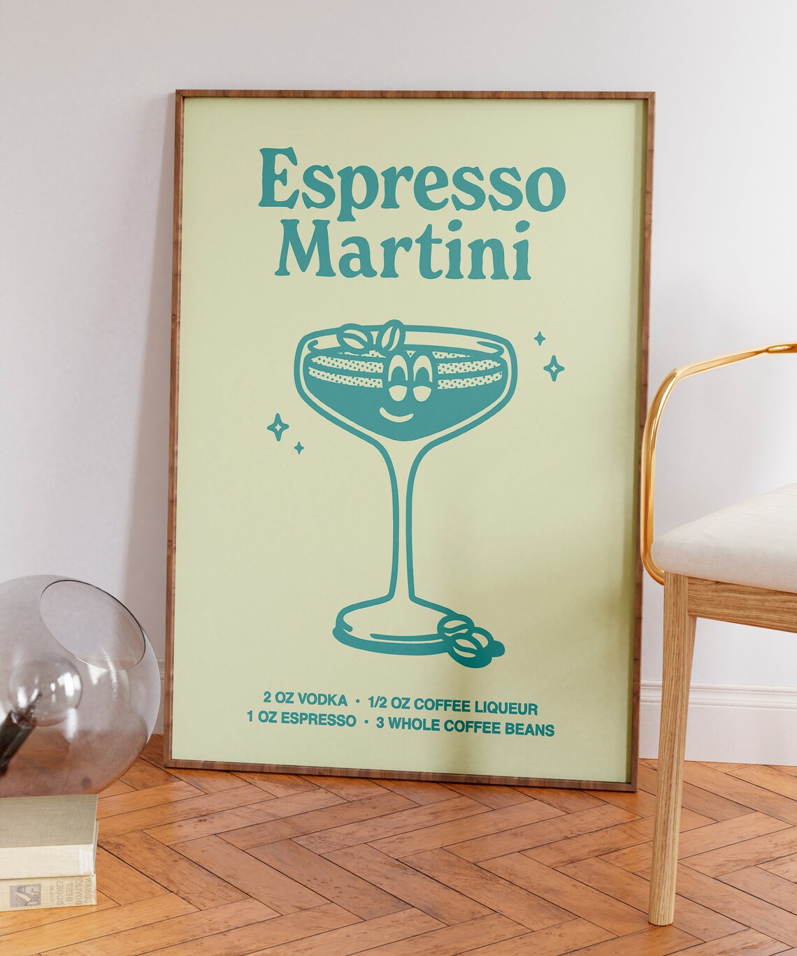 Espresso Martini Cocktail Recipe With Cute Glass Illustration Poster - Image 7