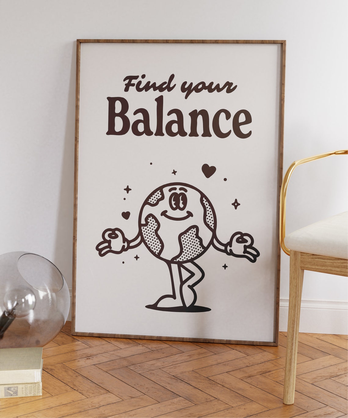 Find Your Balance Retro Earth Character Mindfulness Wall Art - Image 5