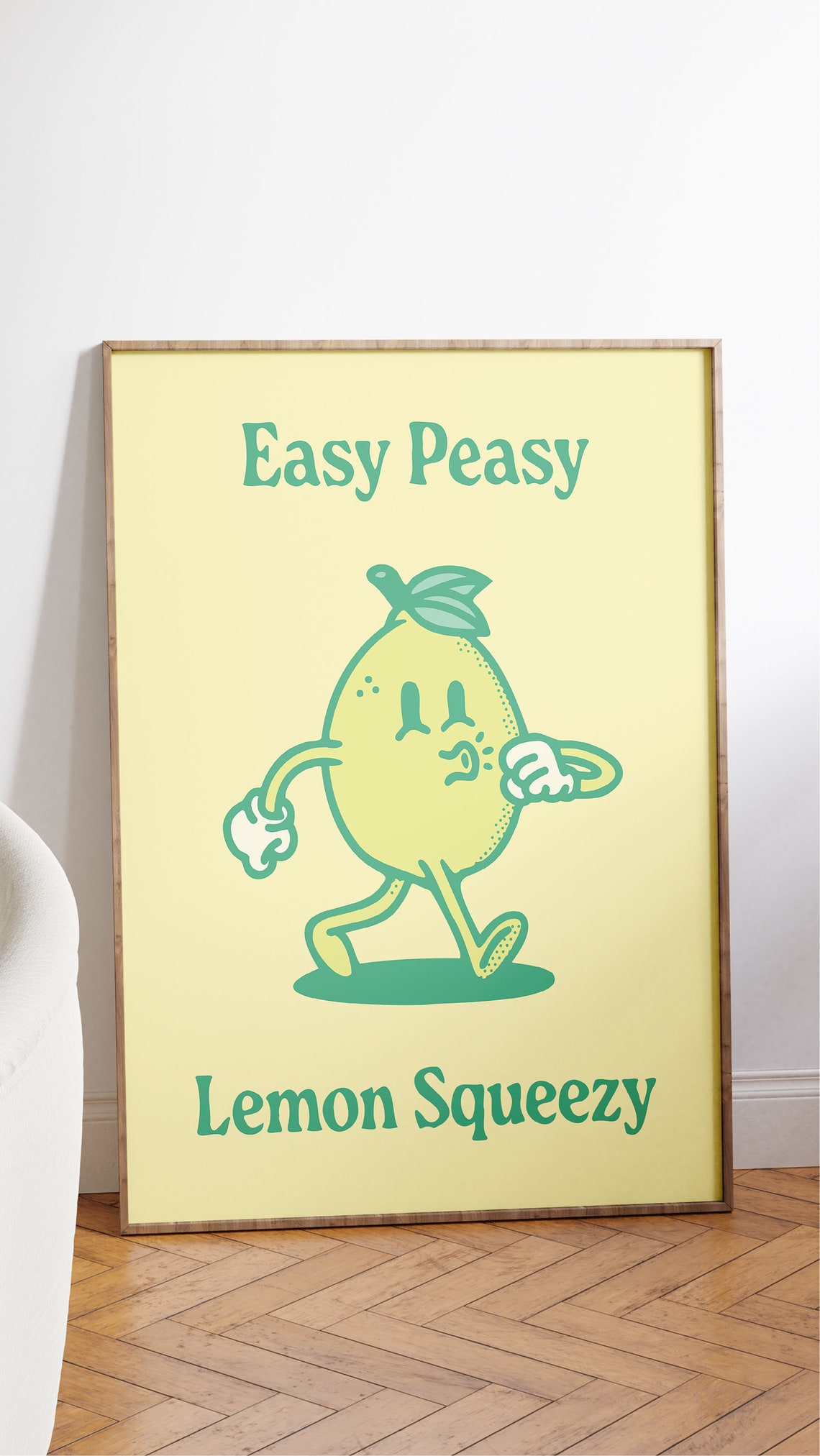 Easy Peasy Lemon Squeezy Poster Retro Lemon Art Print 70s Wall Decor Downloadable Wall Art Funny Quote Printable Retro Poster - Image 2