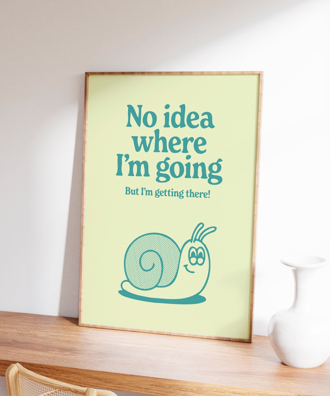 No Idea Where I'm Going Snail Retro Positive Quote Art Print - Image 5