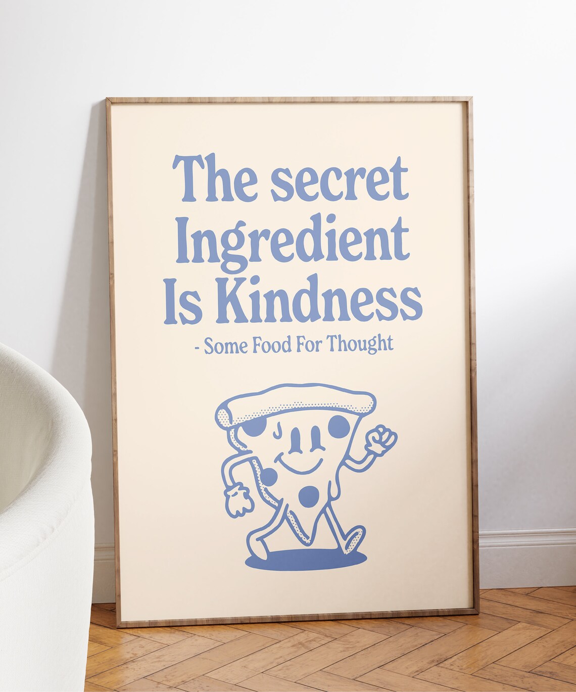 Kindness Retro Character Pizza Quote Art Print - Image 3