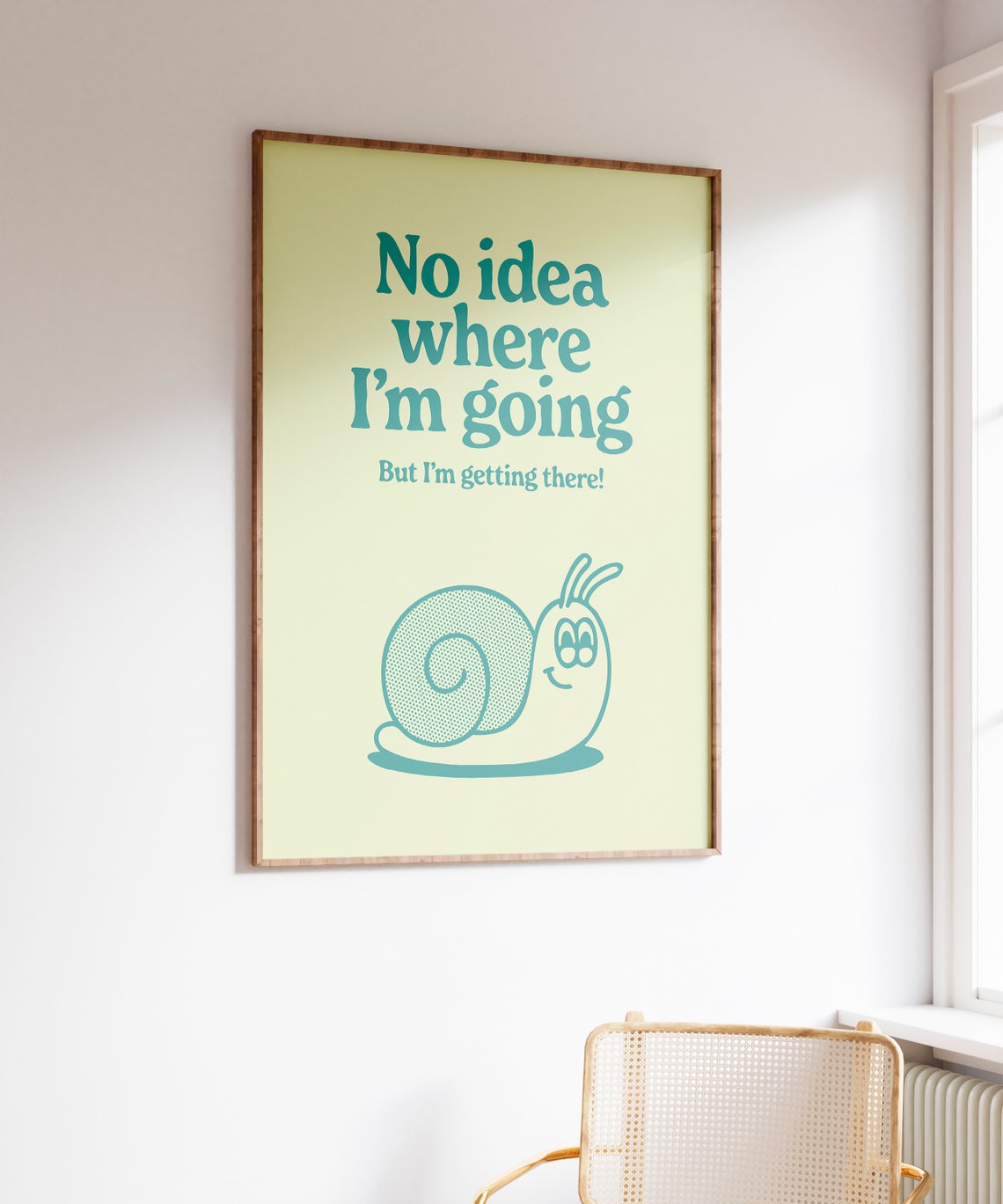 Retro Snail Poster Print Positive Quote Art Printable Retro Artwork Dorm Room Decor Downloadable Wall Art Teal Prints - Image 6