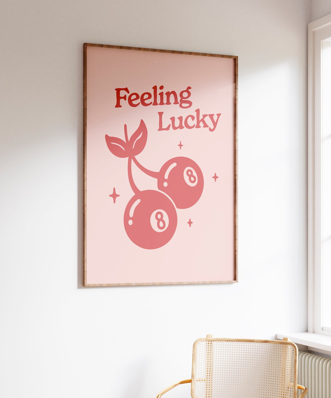 Feeling Lucky Cherry 8 Ball Retro Art Print - Image 7