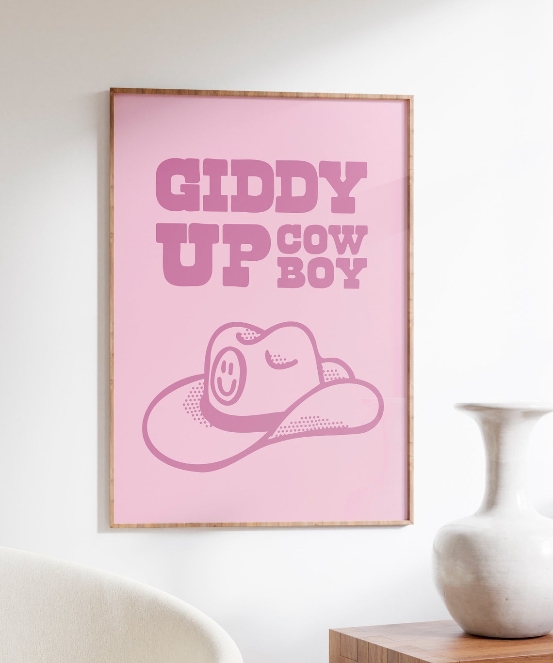 Giddy Up Cowboy Pink Western Hat Typography Preppy Quote Decor Poster - Image 5