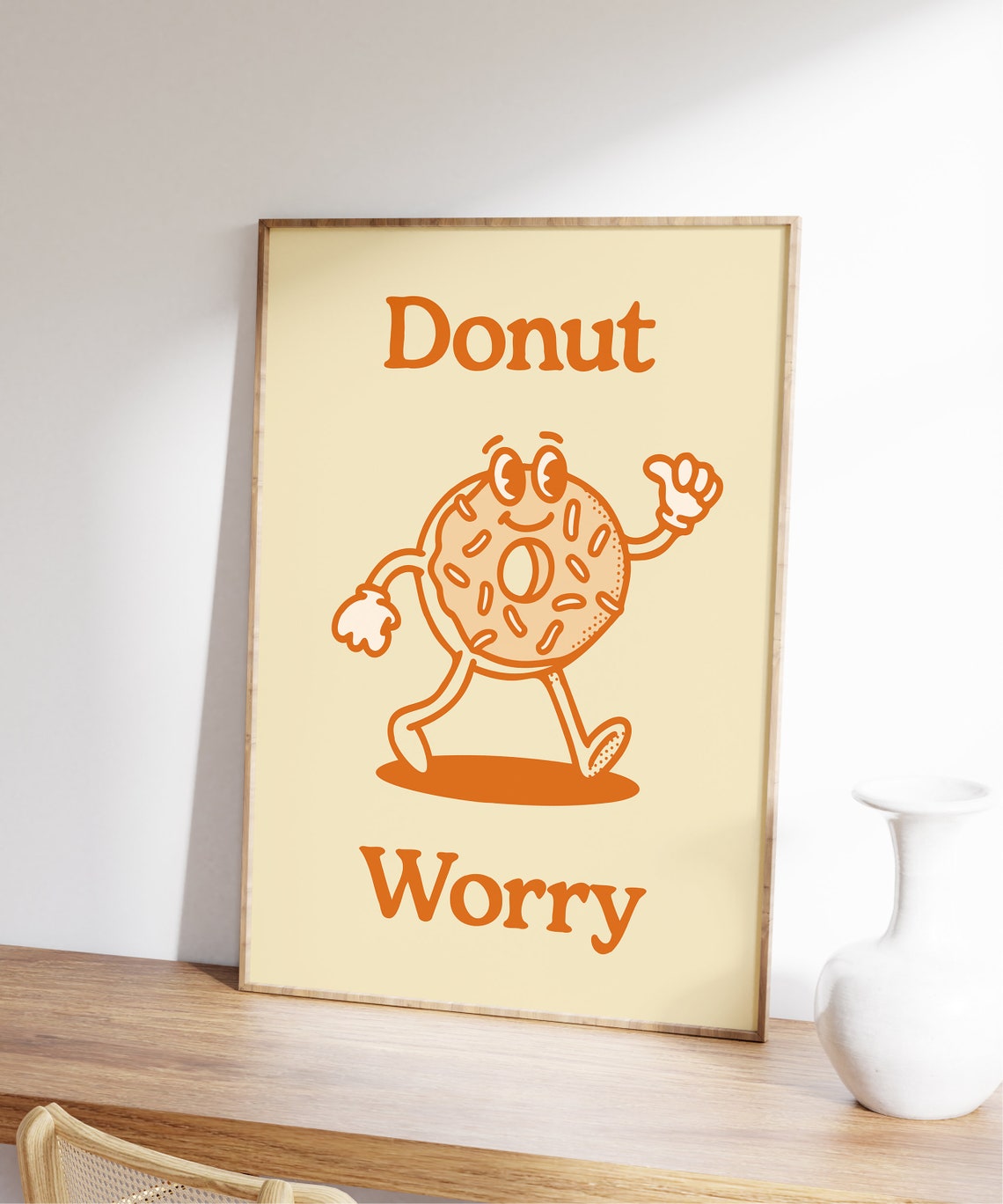 Donut Worry Retro Character Wall Art Retro Funny Wall Art Retro Wall Print Large Printable Art Printable Poster Print - Image 3