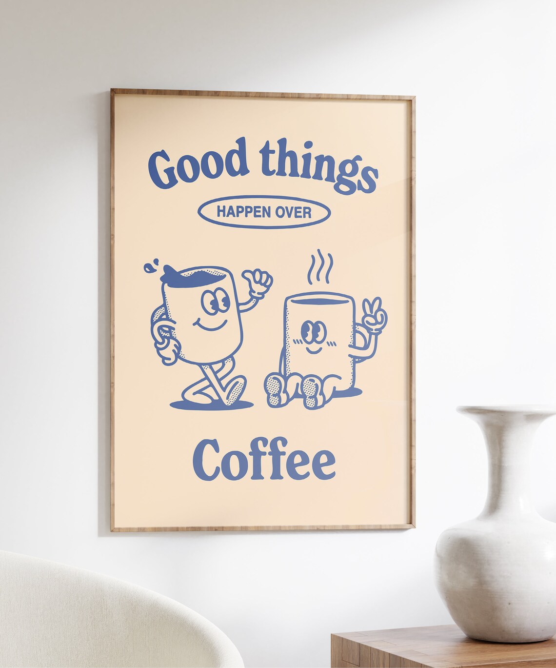 Good Things Happen Over Coffee Retro Kitchen Poster - Image 4