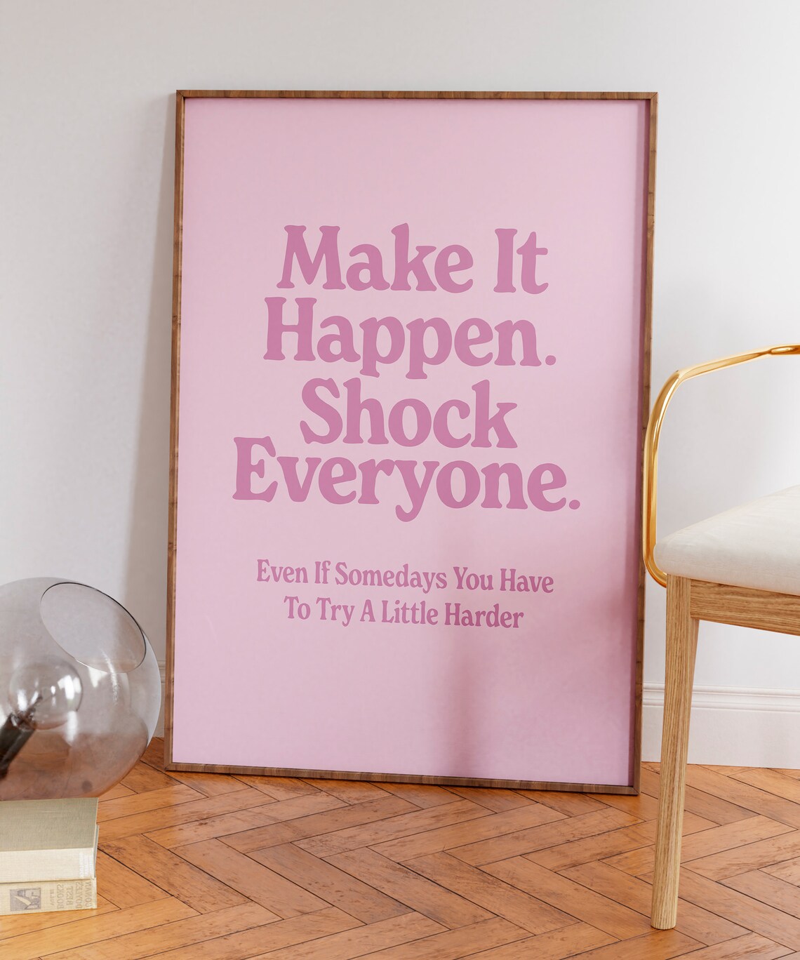 Make It Happen Pink Aesthetic Quote Poster - Image 4