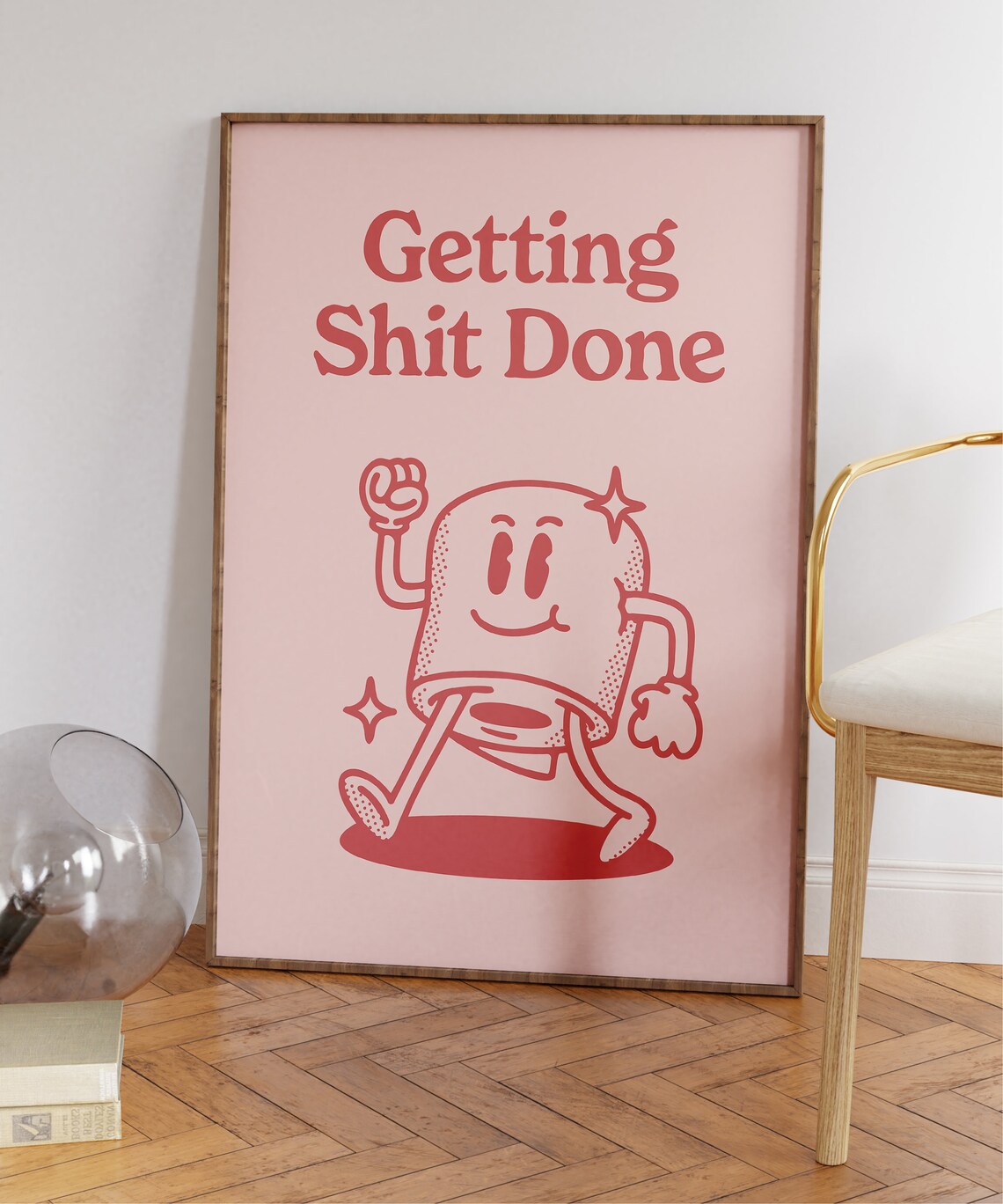 Funny Bathroom Wall Print, Pink Retro Toilet Decor - Image 6
