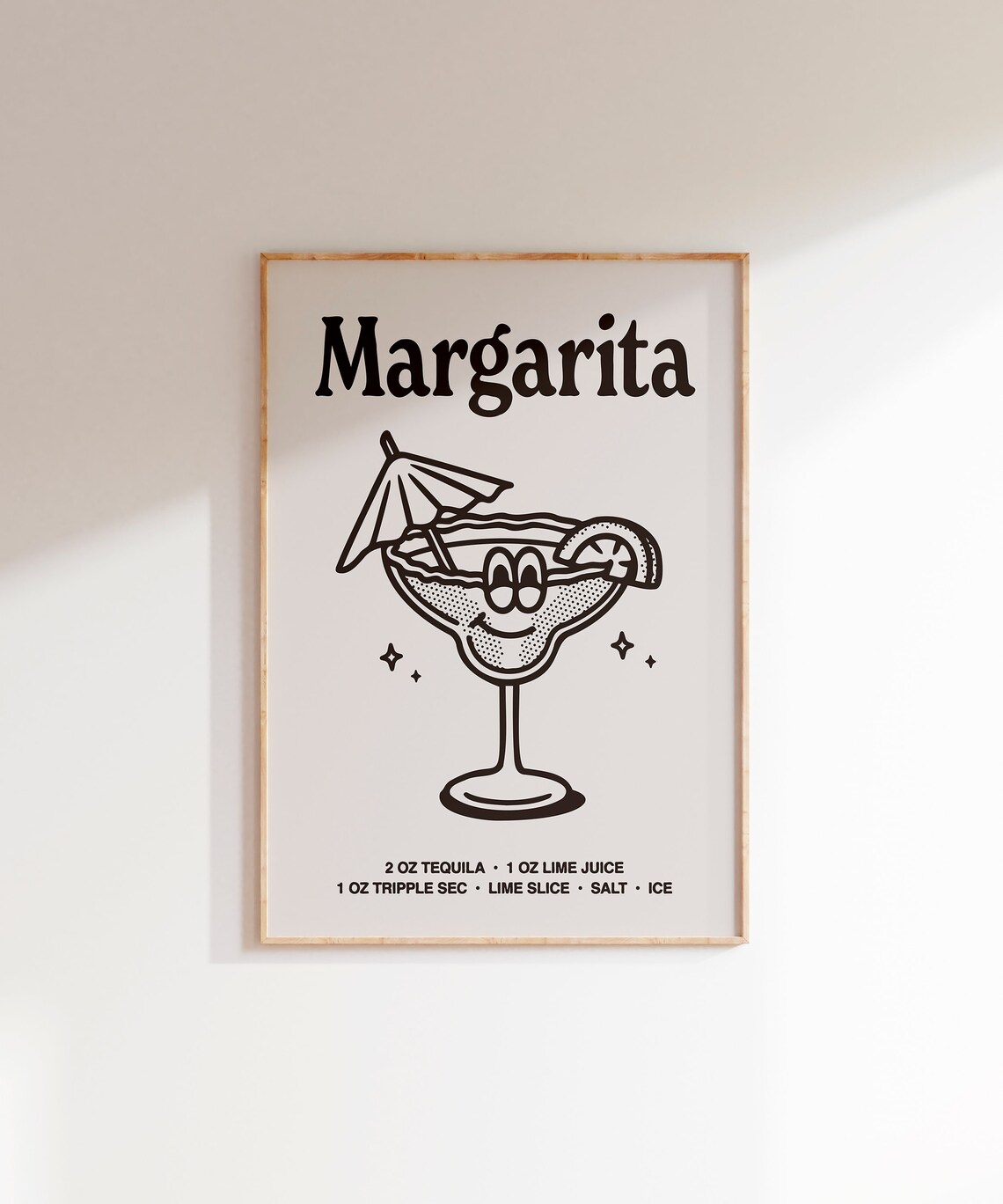 Margarita Cocktail Recipe Smiling Glass Retro Black Bar Poster - Image 6
