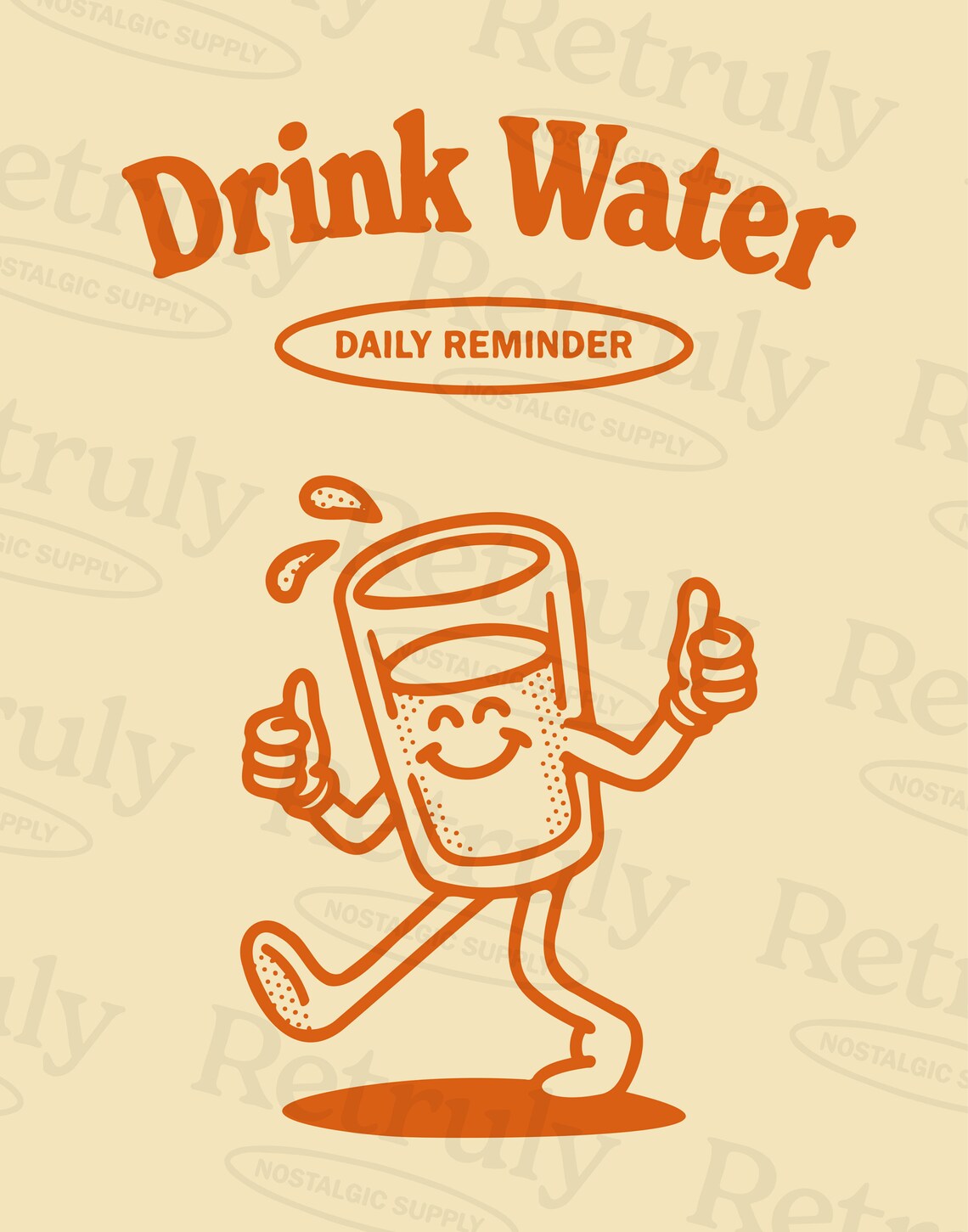 Drink Water Reminder Retro Hydration Poster Print - Image 2