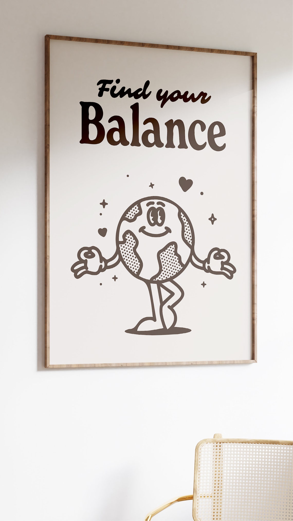 Find Your Balance Retro Earth Character Mindfulness Wall Art - Image 2