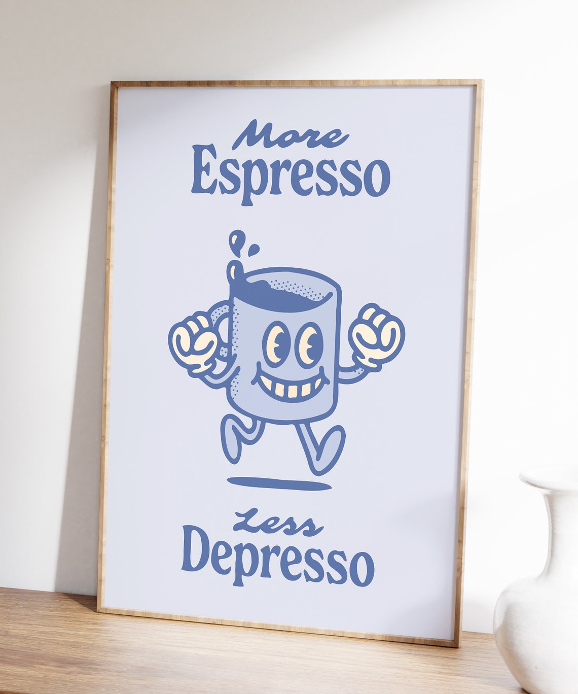 More Espresso Less Depresso Funny Coffee Cup Quote Wall Poster - Image 3