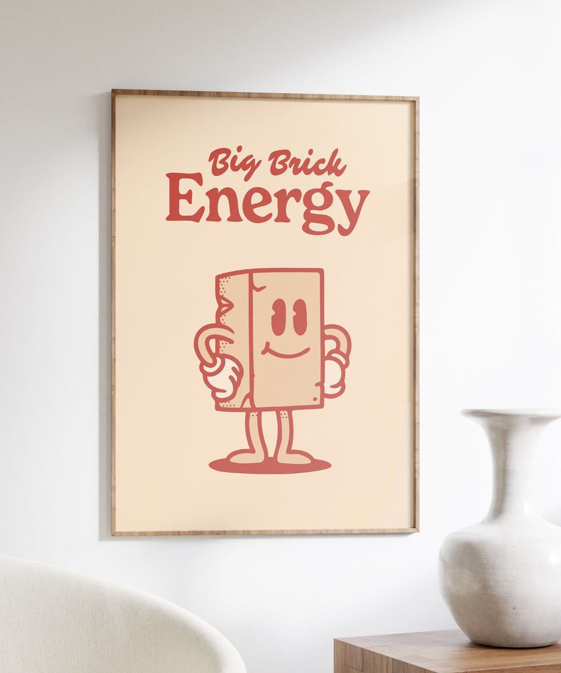 Big Brick Energy Retro Brick Character Funny Motivation Poster - Image 3