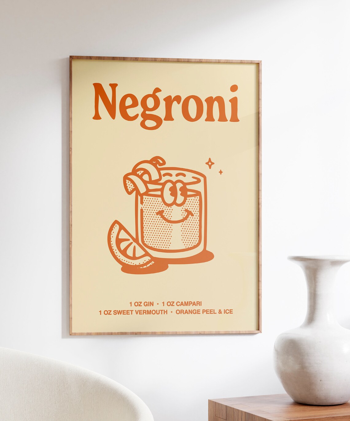 Negroni Retro Cocktail Art Print, Bar Cart Decor - Image 5
