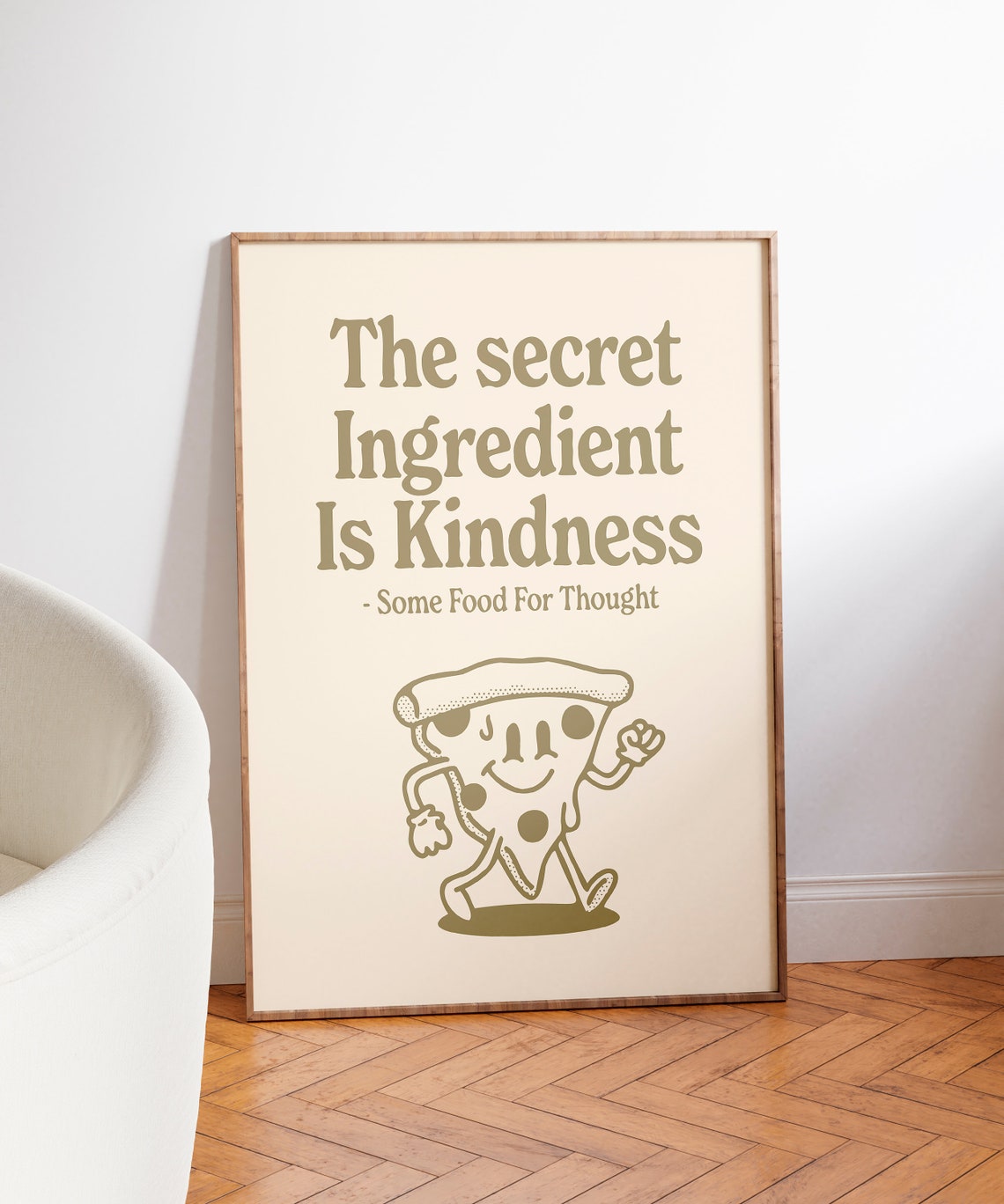 The Secret Ingredient Is Kindness Pizza Character Retro Quote Poster - Image 3