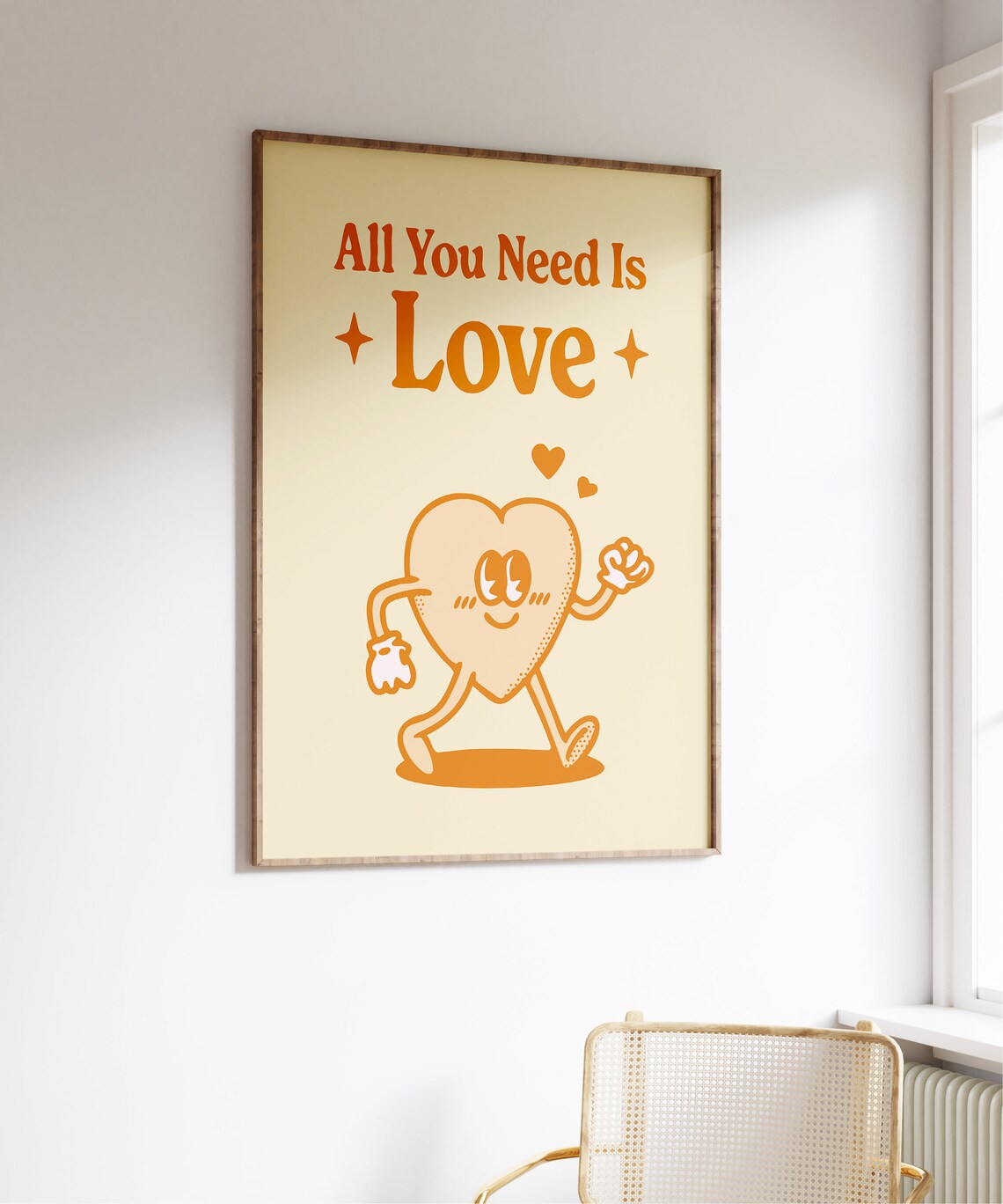 All You Need Is Love Retro Heart Orange Character Quote Poster - Image 6