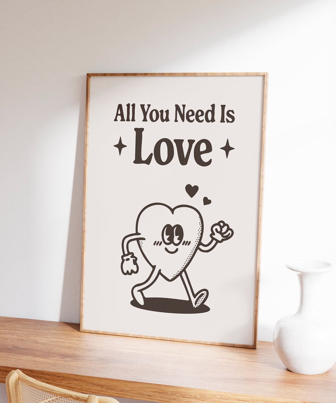 All You Need Is Love Retro Walking Heart Quote Vintage Poster - Image 7