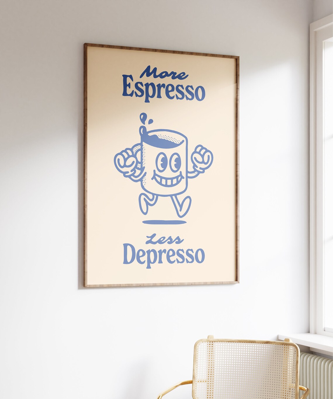 More Espresso Less Depresso Retro Coffee Quote Art Print - Image 6