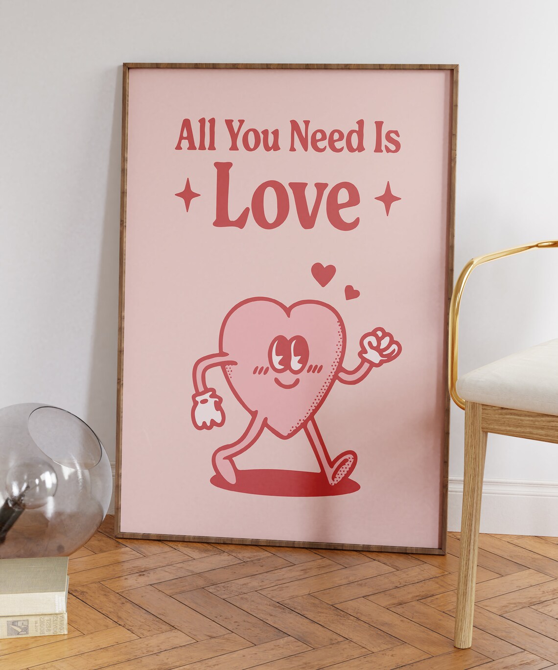 All You Need Is Love Retro Quote Art Print - Image 7