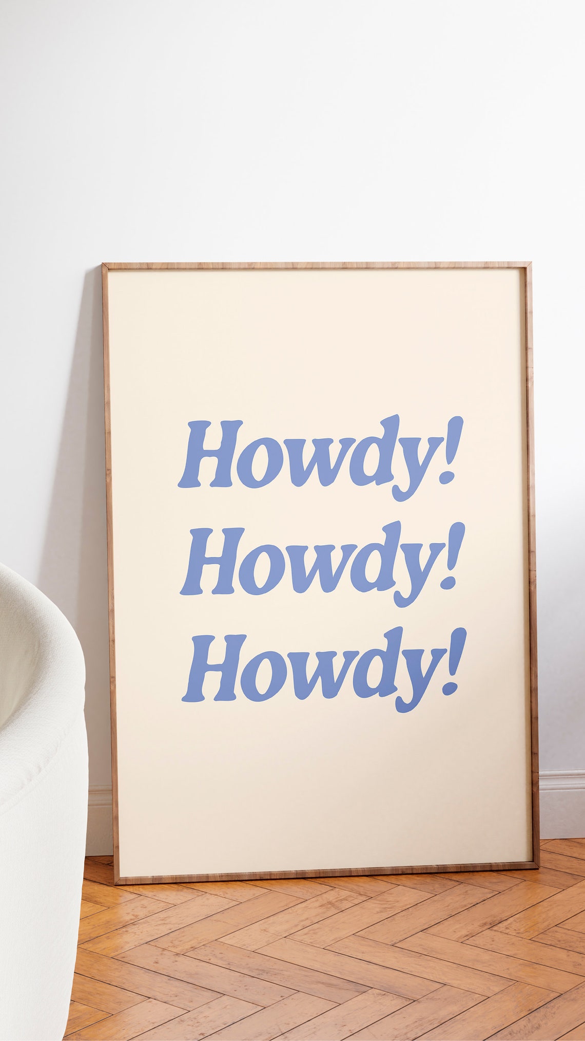 Howdy Blue Retro Typography Quote Western Wall Decor Wall Art - Image 2