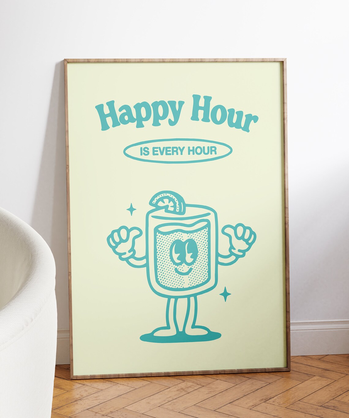 Retro Happy Hour Poster, 70s-Inspired Bar Decor - Image 5